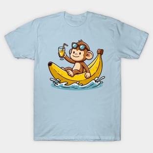 Cute Monkey On Banana canoe T-Shirt